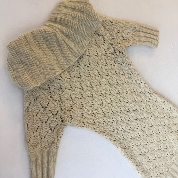 Cynthia Rowley Beige Angora Wool Blend Cowl Neck Cable Knit Sweater Dress XS - Picture 13 of 13